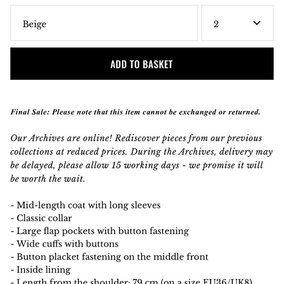 Sezane Gabano Coat - Size 4 - NWT - Picture 3 of 9